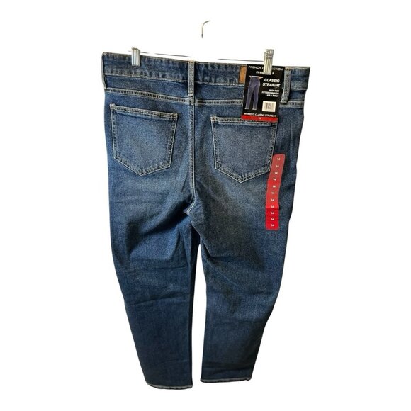 French Connection Essentials Women's High Rise Straight Jeans Dark Wash Size 14 - Picture 3 of 8